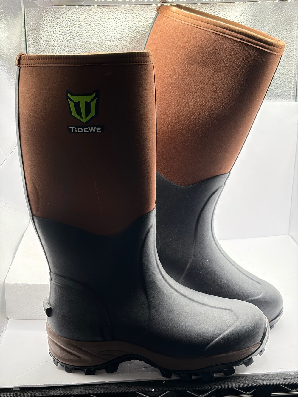 TideWe Men's 10 Rubber Neoprene Boots Waterproof Hunting Rain Mud Work Muck